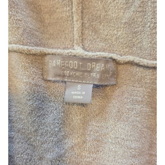 Barefoot Dreams cozychic ultra lite hooded cardigan dove grey long open front S - Picture 3 of 4